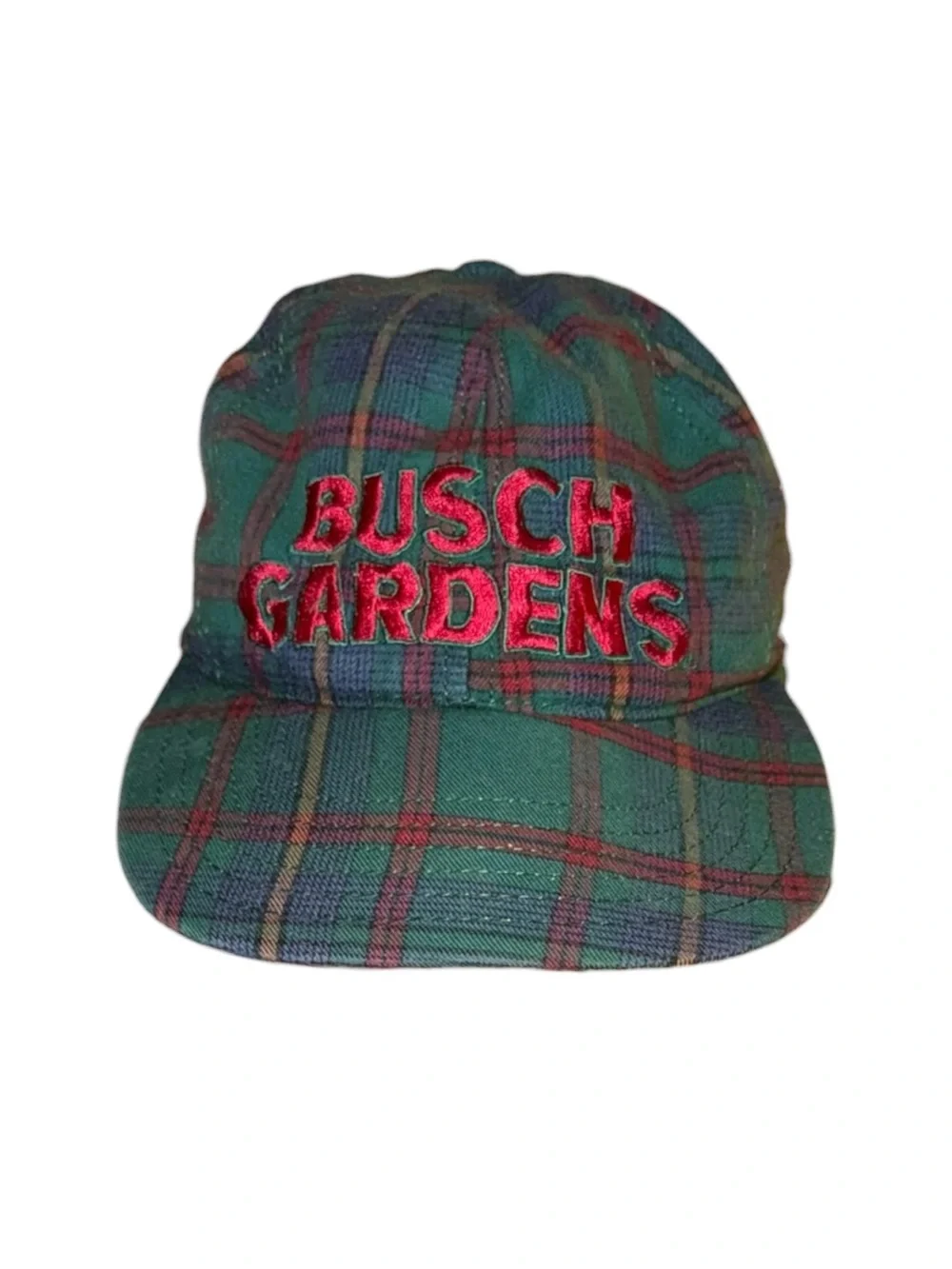 Vintage Busch Gardens Plaid Embroidered Cap